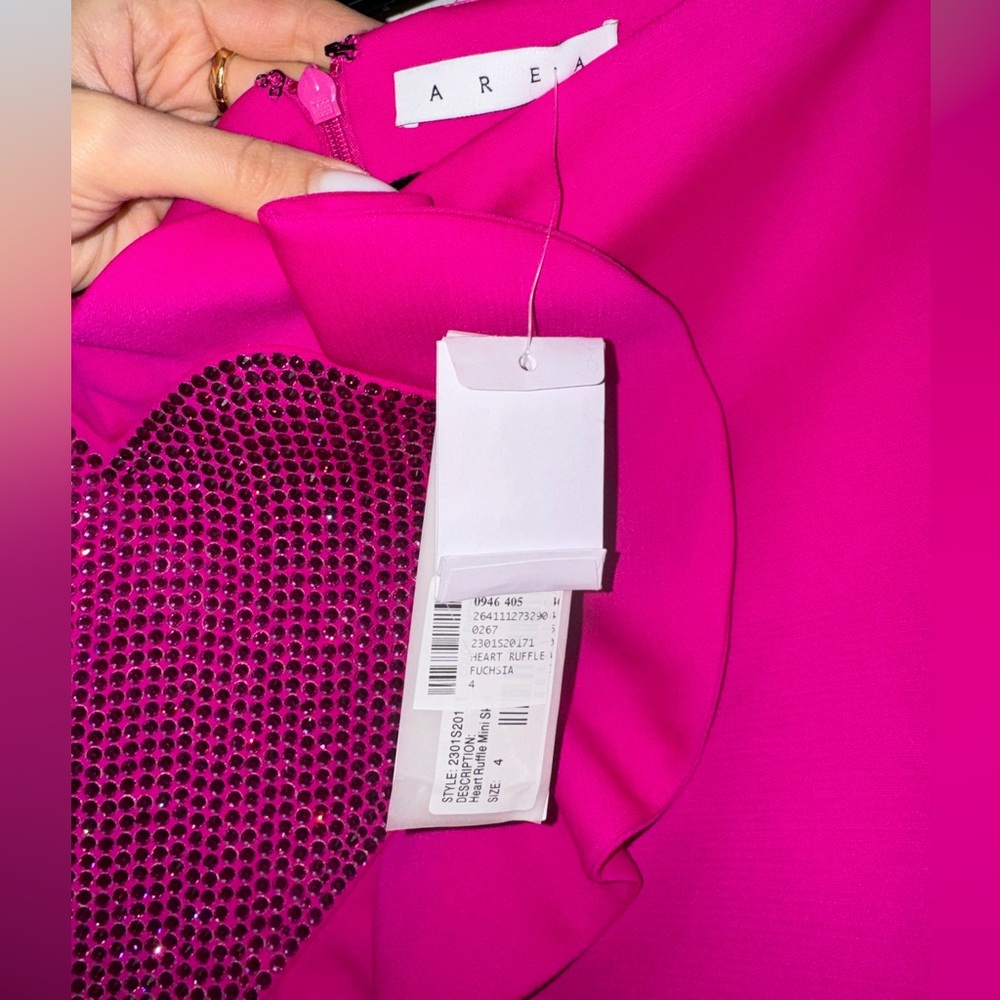 AREA Hot Pink Mini Skirt with Heart Appliqué - Picture 4 of 5